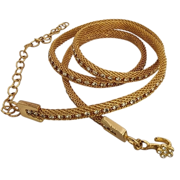 Vintage Gold Mesh Belt with Rhinestones - Picture 8 of 15